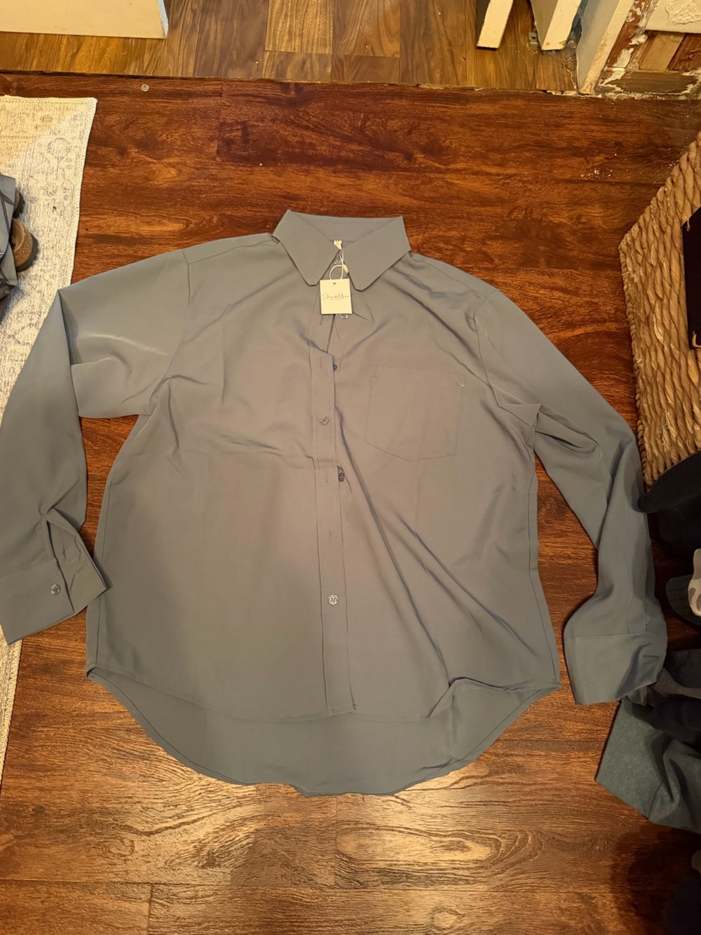 Light Slate Blue Button-Up Blouse